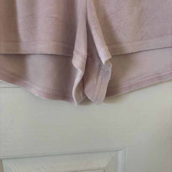 Juicy Couture Womens Sleepwear Shorts SZ Large Velour Y2K Beaded Spellout Pink - Picture 5 of 9